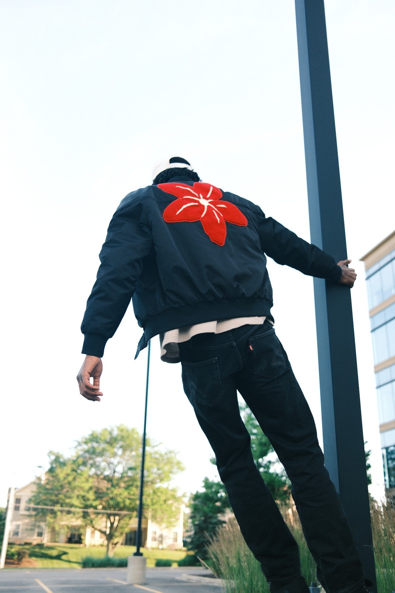 Tapes Patch Satin Bomber Jacket